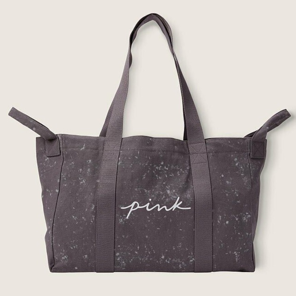 NWT Victoria’s Secret PINK Tie Dye Acid Wash Grey Canvas Duffle Tote bag